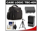 Case Logic TBC 409 Digital SLR Camera Shoulder Case Black with LP E6 Battery Charger Tripod Kit for Canon EOS 6D 7D 5D Mark II III