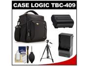 Case Logic TBC 409 Digital SLR Camera Shoulder Case Black with EN EL15 Battery Charger Tripod Kit for D7000 D7100 D600 D800