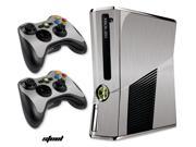Microsoft Xbox 360 Slim Console Skin plus 2 Controller Skins Steel