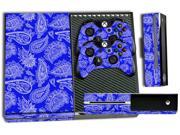 Microsoft Xbox ONE Console Skin plus 2 Controller Skins Paisley Blue