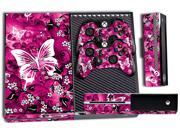 Microsoft Xbox ONE Console Skin plus 2 Controller Skins Pink Butterflies