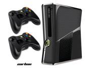 Microsoft Xbox 360 Slim Console Skin plus 2 Controller Skins Carbon Fiber