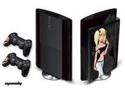 Sony PS3 Super Slim Console Skin plus 2 Controller Skins Mandy Black