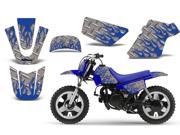 1990 2013 Yamaha PW 50 AMRRACING MX Graphics Decal Kit Diamond Flames Blue Silver