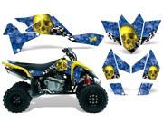 2006 2009 Suzuki LTR 450 AMRRACING ATV Graphics Decal Kit Checkered Skull Yellow