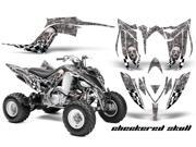 2013 2014 Yamaha Raptor 700 AMRRACING ATV Graphics Decal Kit Checkered Skull Silver