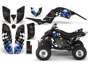 2001 2005 Yamaha Raptor 660 AMRRACING ATV Graphics Decal Kit Checkered Skull Blue Black