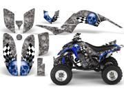 2001 2005 Yamaha Raptor 660 AMRRACING ATV Graphics Decal Kit Checkered Skull Blue