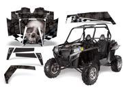 2011 2013 Polaris RZR XP 900 AMRRACING SXS Graphics Decal Kit Checkered Skull Silver Black