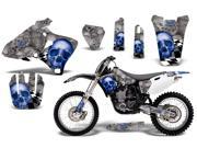 1998 2002 Yamaha YZF 250^^98 02 YZF 400^^98 02 YZF 426 AMRRACING MX Graphics Decal Kit Checkered Skull Blue Silver