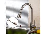 16 Kitchen Sink Faucet Brushed Nickel Pull Out Spray Swivel