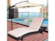 Outdoor Patio Furniture PE Wicker Adjustable Pool Chaise Lounge Chair W Cushion