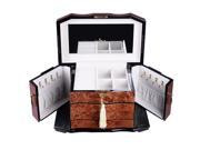 Wooden Jewelry Case 4 Layers Storage Box Bracelet Organizer Display