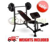 Weight Bench Press With 80lbs Plates Home Gym Workout Equipment Preacher Leg