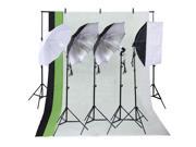 Photo Studio Photography Kit 4 Light Bulb Umbrella Muslin 3 Backdrop Stand Set