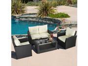 4 Piece Wicker Rattan Furniture Patio Set