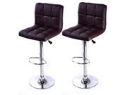 Bar Stools Adjustable Brown PU Leather 2 Pieces