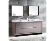 Fresca Allier 72 Gray Oak Modern Double Sink Bathroom Vanity w Mirror
