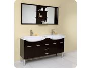 Fresca Vetta Espresso Modern Double Sink Bathroom Vanity w Mirror