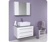 Fresca Modello White Modern Bathroom Vanity w Granite Countertop