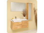 Fresca Caro Natural Wood Modern Bathroom Vanity w Mirrored Side Cabinet
