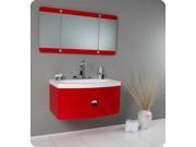 Fresca Energia Red Modern Bathroom Vanity w Three Panel Folding Mirror