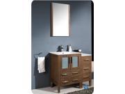 Fresca Torino 36 Walnut Brown Modern Bathroom Vanity w Side Cabinet Integrated Sink