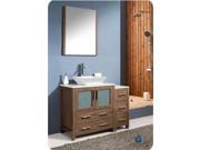 Fresca Torino 42 Walnut Brown Modern Bathroom Vanity w Side Cabinet Vessel Sink