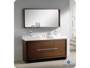 Fresca Allier 60 Wenge Brown Modern Double Sink Bathroom Vanity w Mirror