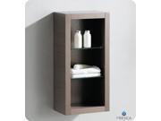 Fresca Gray Oak Bathroom Linen Side Cabinet w 2 Glass Shelves
