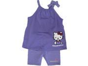 Hello Kitty Little Girls Purple Bow Strap Sleeve 2 Pc Pants Set 6X