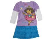 Nickelodeon Little Girls Purple Dora the Explorer Print 2 Pc Skirt Set 4T