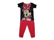 Disney Little Girls Red Black Minnie Mouse Cotton 2 Pc Pajama Set 3T