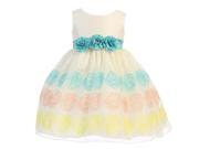 Lito Little Girls Ivory Poly Silk Flower Embroidered Organza Easter Dress 6