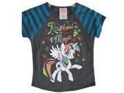 My Little Pony Big Girls Dark Grey Character Printed Striped T Shirt 7 8