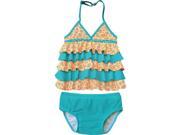Isobella Chloe Little Girls Teal Sun Sand Surf 2 Pc Tankini Swimsuit 4