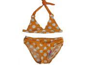 2B Real Little Girls Orange White Polka Dot Print 2Pc Bikini Swimsuit 6