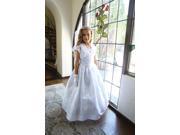 Angels Garment Big Girls White Taffeta Sequin Bolero Communion Dress 10