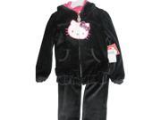 Hello Kitty Little Girls Black Velour Sequin Applique Sweater 2 Pc Pants Set 6X