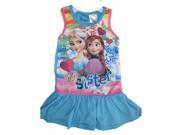 Disney Little Girls Blue Frozen Elsa Anna Printed Ruffled Dress 4T