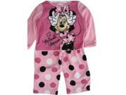 Disney Little Girls Pink Dotted Minnie Mouse 2 Pc Pajama Set 3T