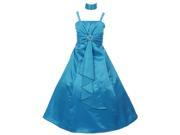 Big Girls Turquoise Rhinestone Brooch Dull Satin Special Occasion Dress 14