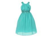 Cinderella Couture Little Girls Jade Dazzling Sequin X Back Pleated Dress 12