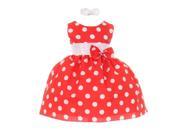Baby Girls Red White Polka Dot Bow Sash Headband Special Occasion Dress 12M