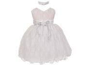 Baby Girls White Lace Overlay Flower Sash Special Occasion Dress 12M