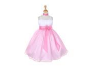 Big Girls Pink Taffeta Crystal Organza Bow Flower Girl Easter Dress 16
