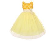 Little Girls Banana Yellow Sequins Bow Sash Tulle Special Occasion Dress 16