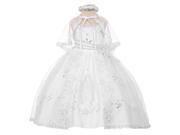 Rainkids Baby Girls White Organza Virgin Mary Embroidery Baptism Dress 6 9M