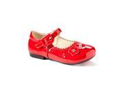 Little Girls Red Floral Cutout Detail Buckle Mary Jane Flats 9 Toddler