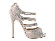 Sweetie s Shoes Nude Jewel Special Occasion Platform Sandals 6 Womens